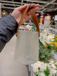 ถ้วยดอกไม้แก้วแบบถือได้หรูหราสไตล์นอร์ดิก ถ้วยดอกไม้ตุ๊กตาไก่ในบ้านสำหรับตกแต่งโต๊ะทานอาหาร วัสดุแก้ว ขนาดกลาง