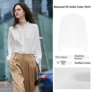 GIOVANNI VALENTINO | Spring Office Casual Elegance Womens Long-sleeve Shirt White