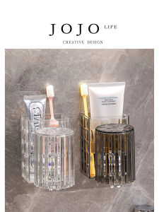 Luxury Toothbrush Holder Bathroom Shelf Toilet Paper Rack Toothbrush Cup Organizer No Drilling Required Stainless Steel