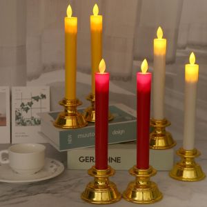 2 ชิ้น เชิงเทียนแท่งยาว Leds สำหรับบูชาโคม ไฟฟ้า LED สุดยอดและเทพเจ้า ใหม่ๆ