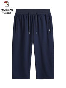 TUCANO New Mens Cotton 7/8 Length Pants Summer Lightweight Breathable Loose Casual Shorts Straight Leg Comfortable Fit