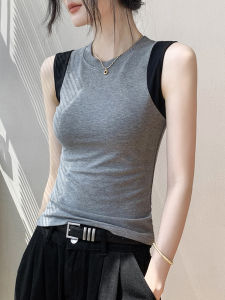 GEBEISHANG | Round Neck Color Blocked Sleeveless Summer Womens Top