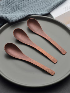 Retro Old Copper Spoon Pure Copper Household Soup Spoon Japanese Snowflake Sanding Hammer Patterned Spoon Ins Dessert Spoon