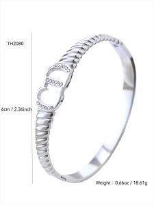 Europe And The United States Hot Retro High-Grade Stainless Steel 18K Gold-Plated Diamonds Geometric Letters CD Bracelet WomenS