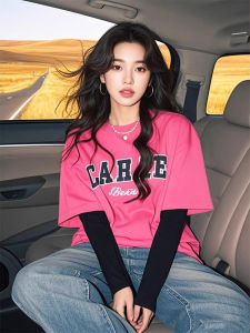 Áo Thun Dài Tay Màu Tương Phản Phong Cách Ngọt Ngào Mùa Thu Dành Cho Nữ Cỡ Nhỏ Dáng Rộng Mặc Trong Thường Ngày Thời Trang