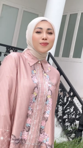 MDLY Baju Atasan Kemeja Wanita/Kemeja casual/Atasan kekinian premium/Leony Monogram Shirt by MDLY