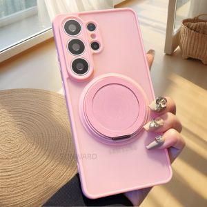 For Magsafe Magnetic Skin Feel Phone Case For Samsung Galaxy S26 S25 Edge S24 S23 S26 Ultra Plus FE Rotating Bracket Matte Cover