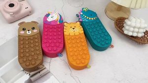 Hộp đựng bút popit hoạ tiết dễ thương cho bé- hộp bút silicon bấm nhạy có tiếng kêu