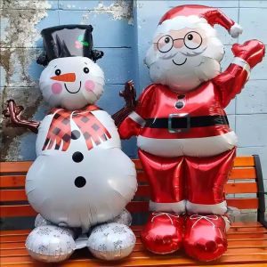 YESPERY 100CM Large Standing Santa Claus Snowman Balloons Cute Foil Balloon for Home Christmas Decoration 2025 New Year Party Supplies Kids Gift