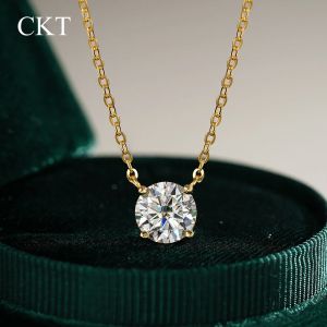 codCKT Real 14k Gold 0.5ct/1ct/2ct Diamond Moissanite and Ruby Pendant Necklace for Women Luxurious Fine Jewelry for Formal Events