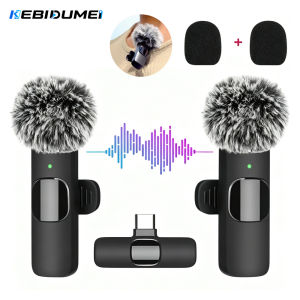 kebidumei | KEBIDUMEI 2.4G Wireless Lavalier Microphone Portable Audio Video Recording for iPhone Android Live Broadcast Gaming Phone
