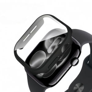 กระจก + เคสสำหรับแอปเปิ้ลวอทช์ 44 มม.40 มม.41 มม.38-42 มม.45 มม.46 มม.ป้องกันหน้าจอป้องกันฝาครอบแอปเปิ้ลวอทช์ 11 10 8 7 9 6 SE 5 4 3
