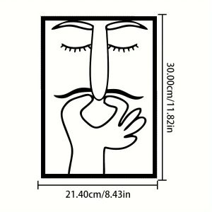 CIFbuy | CIFBUY Metal Wall Art Face Line Sculpture Minimalist Iron Decor Accent Piece for Home Office Bathroom Living Room Wall Decor