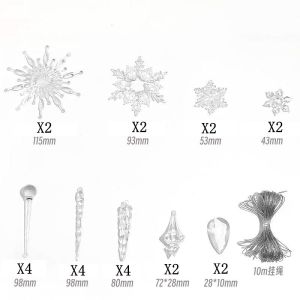12/24Pcs Acrylic Snowflake Icicles Hanging Christmas Tree Decoration Pendant Ornaments for Home Decor New Year Party Supplies