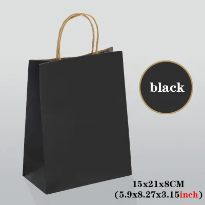 10/30/50pcs A5size Black Kraft Paper Bag Wholesale Birthday Party Candy Jewelry Gift Bag Christening Childrens Day Paper Bag