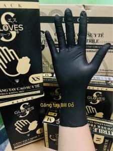 Găng tay cao su y tế MÀU ĐEN nitrile 3.5G không bột Sgloves hộp 100 chiếc MÀU ĐEN Size SML
