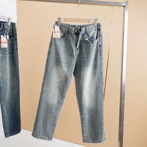 Retro Washed Straight Leg Casual Jeans Mens Spring New All-Match Elastic Denim Pants Youth Fashion Long Trousers Wide Leg