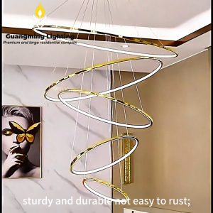LaRing LED chandelier dining room bedroom duplex floor living room large chandelier staircase loft stainless steel chandelier Tricolor With APP/Remote