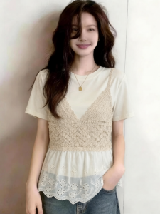 Áo Thun Crochet V-neck Kích Cỡ Lớn