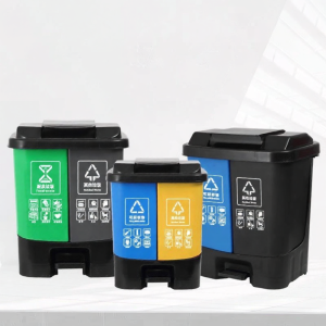 ABEPC | Recyclable Waste Dual Compartment Pedal Large Capacity Dry Wet Separation Two-in-One Bin
