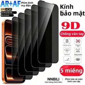 NNBILI 5 Chiếc 9D Bảo Vệ Màn Hình Riêng Tư Kính Cường Lực Phủ Toàn Diện Cho iPhone 18 17 16 Series Chống Trầy Xước Chống Vân Tay