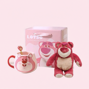QIANGMI | Ceramic Strawberry Bear Cup for Women