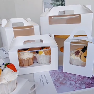 [10 PCS] Cupcake / Muffin Box with Handle (With Holder Included)