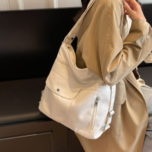 Large Capacity Canvas Tote Bag Womens 2024 New Commuter Dual Shoulder Bag Versatile Single Shoulder Backpack High-End Sensation