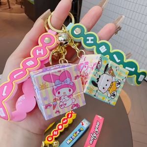 Cartoon Puzzle Cube Keychain with Lanyard – Cute Mini Fidget Toy for Bag Decoration and Daily Carry Gift for Girls and Kids Ideal for Stress Relief and Travel
