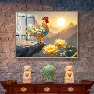 Modern Simplified Chinese Style Rooster Wall Art Decorative Painting for Entrance Hall Corridor Feng Shui Study Room Decoration