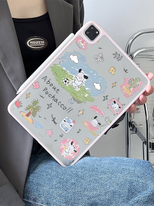 Acrylic iPad Protection Case Lightweight Thin Cartoon Spring Outing Pachat Dog Style No Cover Bend Prevention for Apple iPad