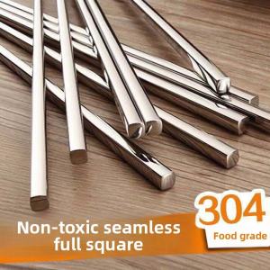 Thickened Semi-Solid Square Chopsticks 304 Stainless Steel Anti-Slip Anti-Mold Heat Resistant for Restaurant Hotel Cafeteria