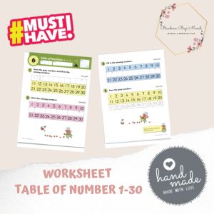 WORKSHEET KUMON WRITING NUMBER 1-30 UNTUK ANAK TK/SD/PAUD/LEMBAR MENULIS ANGKA/MENULIS ANGKA 1-30