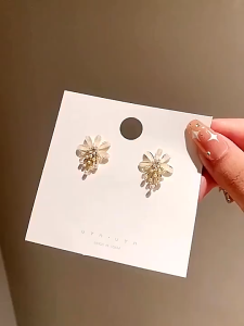 Korean Style Flower Pearl Tassel Earrings - Elegant Women Jewelry for Wedding Party & Daily Fashion