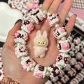 Sweet Cool Pink Coffee Beaded Bubble Bobble Heavy Oil Hand Painted DIY Cute Particle Mobile Phone Chain Acrylic Fashion Jewelry. 