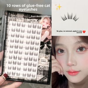 MENGJIESHANGPIN | Natural Looking Cat Ear False Eyelashes Womens Daily Easy To Use Sticky Free Vivid Fake Fairy Hair Eyelashes Curly Thickened