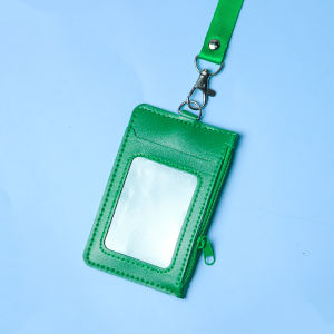 Leather Work ID Card Holder Badge Name Tag Chest Card Cover with Lanyard Bus Card Wallet Entrance Card Student ID Card