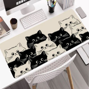 Cute Cat Bear Large Mouse Pad Kawaii Cartoon Animal Paw Print Extended Desk Mat Non‑Slip Rubber Base for Girls Laptop Office