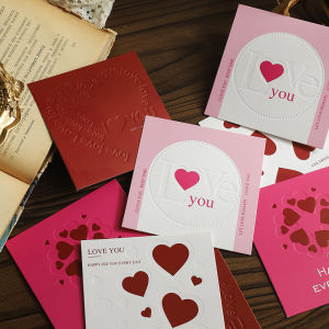 Valentines Day Heart Shaped Love Message Card Gift for Girlfriend Flower Bouquet Proposal Birthday Greetings Artistic Design