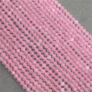 ลูกปัดหินโรสควอตซ์ขนาดเล็ก 2/3/4มม สำหรับเครื่องประดับ DIY