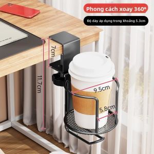 Giá Đỡ Cốc Và Tai Nghe 2 Trong 1 - Giá Đỡ Cốc Bằng Kim Loại Chống Tràn Với Khả Năng Xoay 360 Độ °   Móc Xoay Cho Cốc Cà Phê Và Phụ Kiện