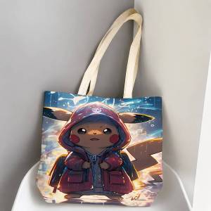 Bandai | Pokemon Adventure Journey Storage Bags Tote Bag Travel Summer Beach Shoulder Bag Reusable Grocery Shopping Bag Anime Artwork