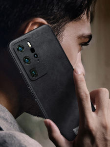 Genuine Leather Phone Case for Huawei P40 pro Full Lens Protection Curved Screen Anti-Fingerprint Business Style Brown Mens Model