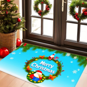 VIKAMA Christmas Santa Claus Monster Grinch Carpet Home Decor Soft And Absorb-Water Entrance Door Bathroom Anti-Slip Mat