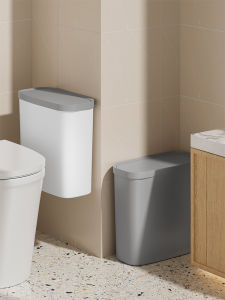 Large Capacity Bathroom Trash Can with Lid Wall Mounted for Living Room Kitchen Toilet New 2025 Press Type Waste Bin