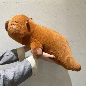 Kawaii Capybara Plush Toy Stuffed Capibara Fluffy Doll Long Sleep Soft Pillow Sofa Cushion Nap Sleeping Toys for School  Xmas