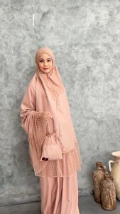 ROCELLA Mukena Amara 2 in 1: Mukena Dewasa & Remaja Motif Polos Bahan Premium Cotton Tulle