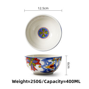 OMK Moroccan Style Underglaze Ceramic Salad Bowl Deep Dish