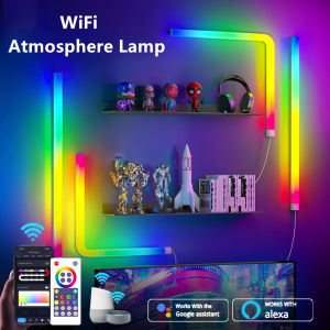 Angelila Smart WiFi RGBIC Light Bar Atmosphere Lamp LED Wall Light Bluetooth APP Voice Control Music Sync DIY Night Light TV Bedroom Game Room Bar KTV Decoration