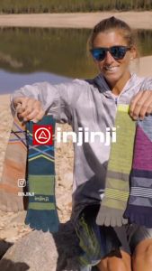 INJINJI ถุงเท้าวิ่งแยกนิ้ว WMN ULTRA RUN NO-SHOW SUNFLOWER รุ่นวิ่งอัลตร้า หุ้มข้อ (ผู้หญิง) สีเหลืองส้ม